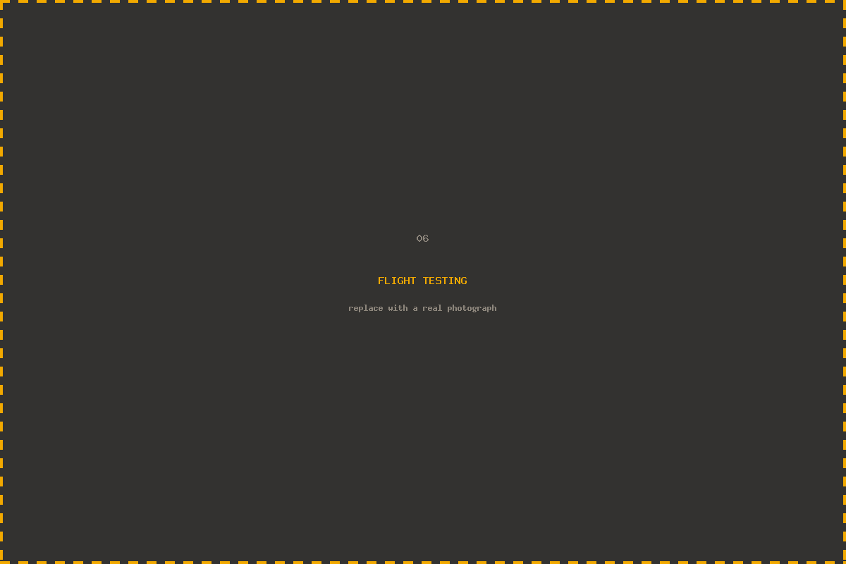 Placeholder - replace with a photograph of flight testing
